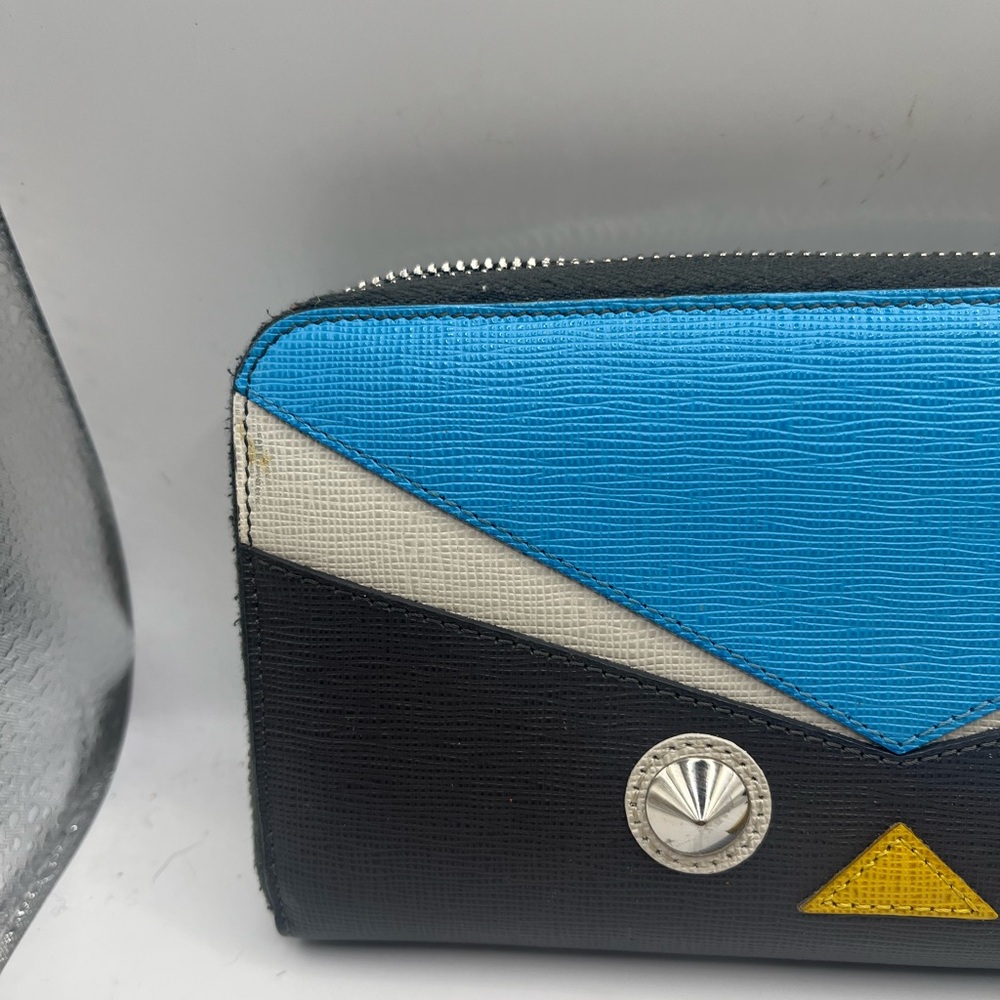 FENDI Monster Bag Bugs Qutweet Zip Leather Pouch Wallet - Picture 3 of 10